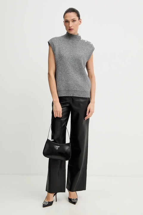 Morgan kamizelka z domieszką wełny damski kolor szary z półgolfem MSARA - zdjęcie produktu nr 2