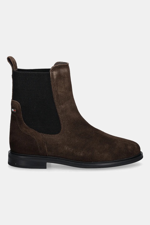 Tommy Hilfiger sztyblety zamszowe FLAG SUEDE CHELSEA BOOT damskie kolor brązowy na płaskim obcasie FW0FW08780 - zdjęcie produktu nr 2