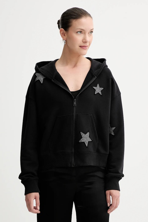 ZADIG&VOLTAIRE bluza damska kolor czarny z kapturem z aplikacją JWSS01666 - zdjęcie produktu nr 1