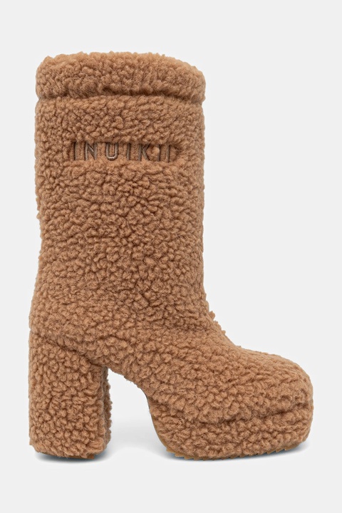 Inuikii botki Curly High Heel damskie kolor beżowy na słupku 1002.018.0011.250 - zdjęcie produktu nr 2