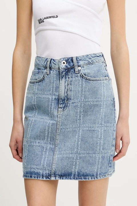 Karl Lagerfeld Jeans spódnica jeansowa kolor niebieski mini prosta A2W12013 - zdjęcie produktu nr 1