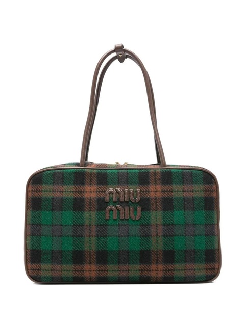 Miu Miu tartan logo-detail shoulder bag - Green - zdjęcie produktu nr 1