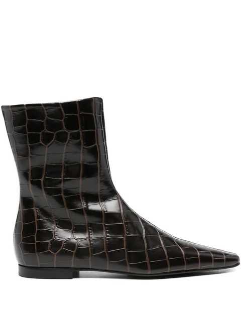 TOTEME zipped croc-embossed boots - Brown - zdjęcie produktu nr 1