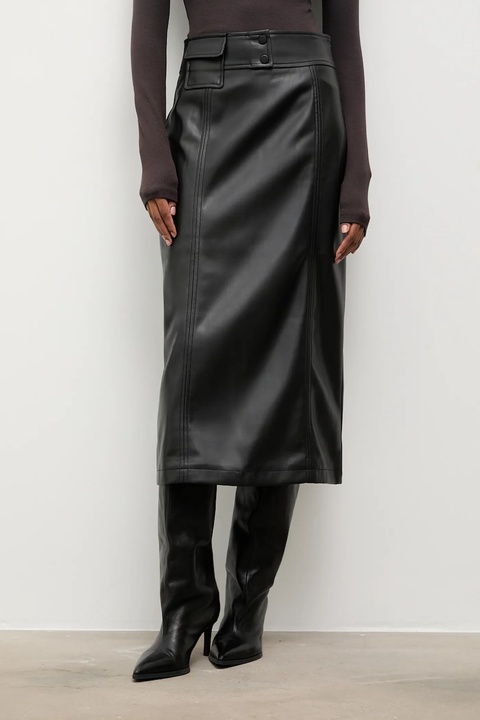 Answear.LAB spódnica kolor czarny midi prosta - zdjęcie produktu nr 1