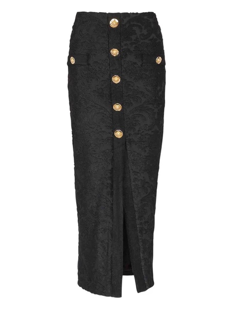 Balmain button-embellished damask skirt - Black - zdjęcie produktu nr 1