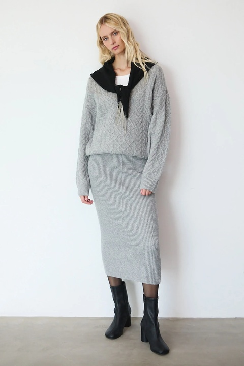 Medicine spódnica kolor szary maxi prosta - zdjęcie produktu nr 1