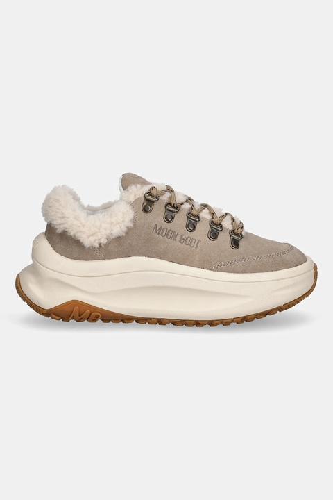 Moon Boot sneakersy zamszowe MB MOON247 CITY SHEARLING kolor beżowy 80D2490040 M008 - zdjęcie produktu nr 1