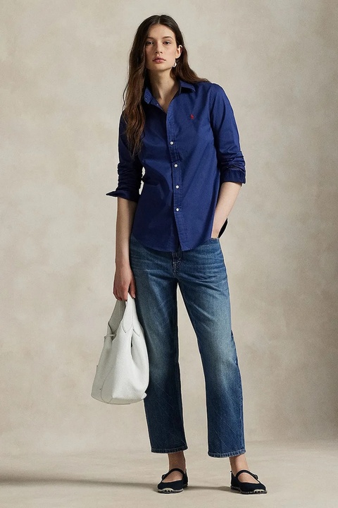 Polo Ralph Lauren koszula bawełniana damska kolor granatowy regular z kołnierzykiem klasycznym 211A92177 - zdjęcie produktu nr 2