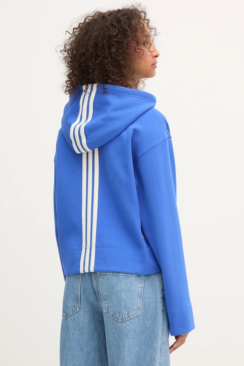 adidas bluza x Farm Rio damska kolor niebieski z kapturem z nadrukiem JL8608 - zdjęcie produktu nr 2