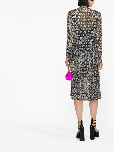 Versace logo-print silk shirtdress - Black - zdjęcie produktu nr 2