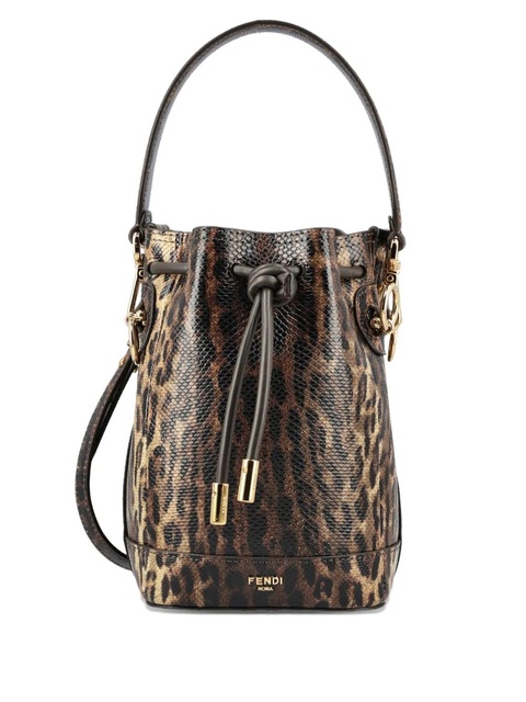 FENDI drawstring-closure leopard-print bucket bag - Brown - zdjęcie produktu nr 1