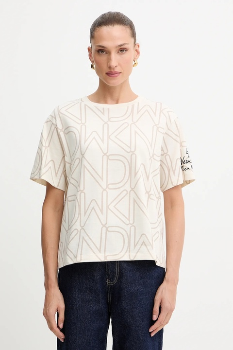 Weekend Max Mara t-shirt bawełniany damski kolor beżowy 2525976051600 - zdjęcie produktu nr 1