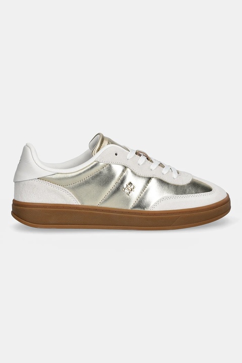 Tommy Hilfiger sneakersy skórzane MU JACKIE METALLIC damskie kolor beżowy FW0FW09026 - zdjęcie produktu nr 1