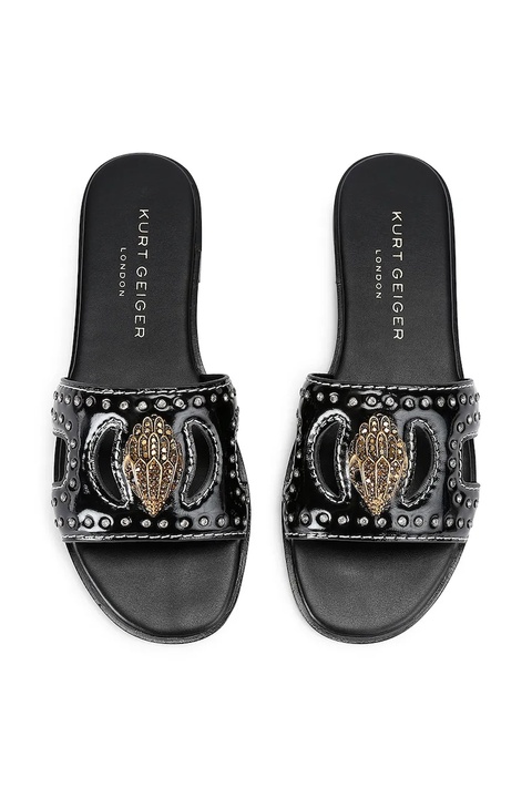 Kurt Geiger London klapki skórzane Eagle Stud Cut Out Flat damskie kolor czarny 4734400309 - zdjęcie produktu nr 2