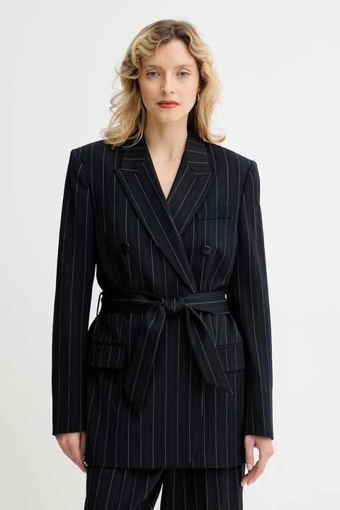 Rag & Bone marynarka z dodatkiem wełny kolor granatowy dwurzędowa wzorzysta RA8925F4MCN - zdjęcie produktu nr 1