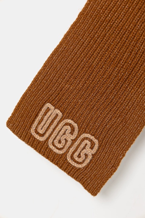 UGG szalik z domieszką wełny CHUNKY damski kolor brązowy z aplikacją 102787 - zdjęcie produktu nr 2
