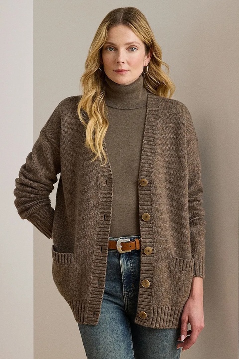 Lauren Ralph Lauren kardigan z dodatkiem wełny damski kolor brązowy 200979672 - zdjęcie produktu nr 1
