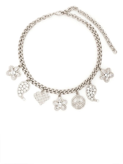 Alessandra Rich crystal-embellished charm necklace - Silver - zdjęcie produktu nr 1