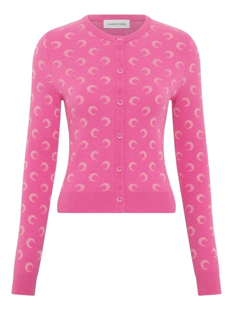 Marine Serre moon jacquard knit cardigan - Pink - zdjęcie produktu nr 1