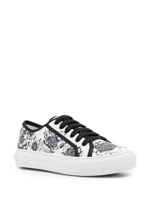 Ferragamo Borg floral-print sneakers - White - zdjęcie produktu nr 1