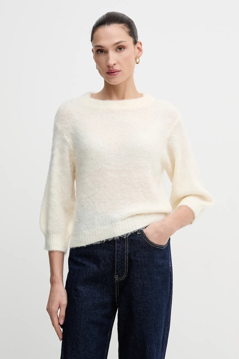 United Colors of Benetton sweter z dodatkiem moheru damski kolor beżowy 1VAAD10F4 - zdjęcie produktu nr 1