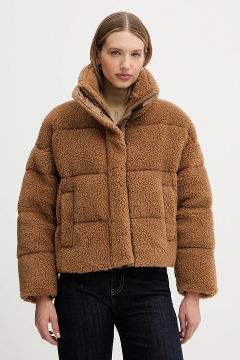 Weekend Max Mara kurtka z domieszką wełny ALFREDO kolor brązowy zimowa oversize 2525486062600 - zdjęcie produktu nr 1
