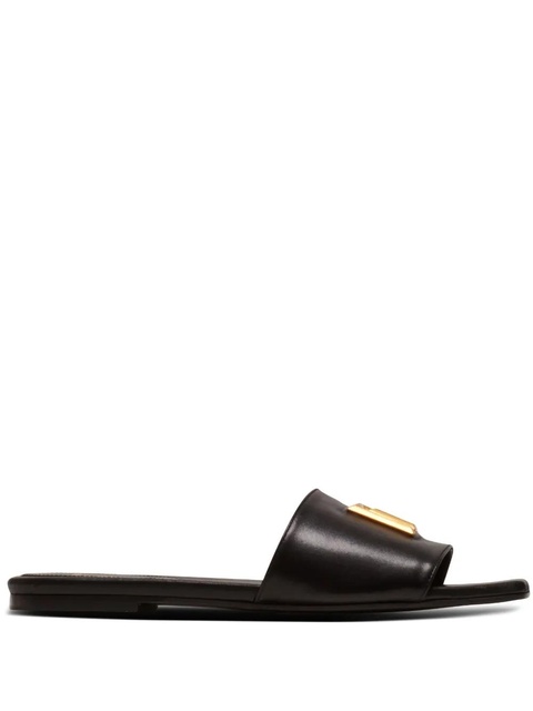 Balmain Dafne logo-plaque leather slides - Black - zdjęcie produktu nr 1