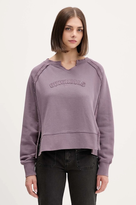 Guess Originals bluza bawełniana damska kolor fioletowy z aplikacją W5BQ27 KCPR1 - zdjęcie produktu nr 1