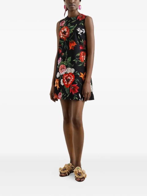 Dolce & Gabbana floral-print mini dress - Black - zdjęcie produktu nr 2