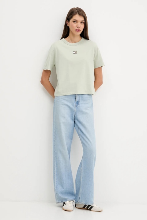 Tommy Jeans t-shirt bawełniany damski kolor zielony DW0DW22202 - zdjęcie produktu nr 2