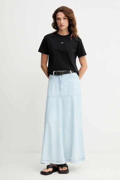 A.P.C. t-shirt bawełniany t-shirt boxy micro logo GOTS damski kolor czarny COHBW.F26387 - zdjęcie produktu nr 2