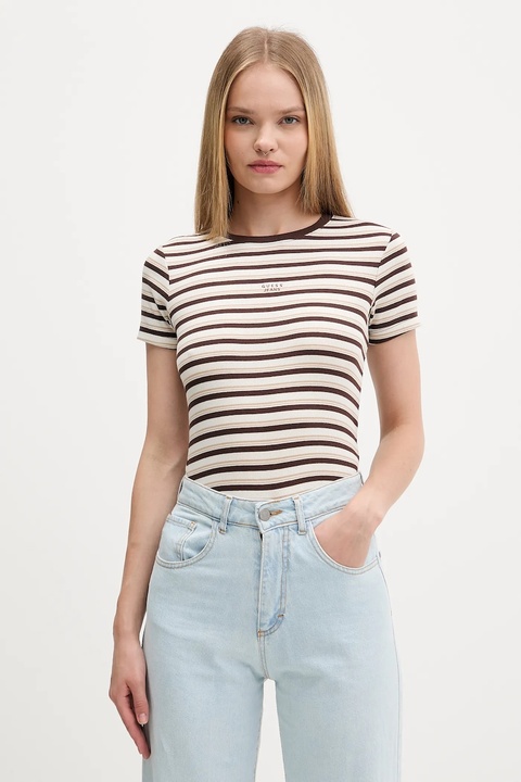 Guess Jeans t-shirt damski kolor beżowy W5BP52 KA0H1 - zdjęcie produktu nr 1