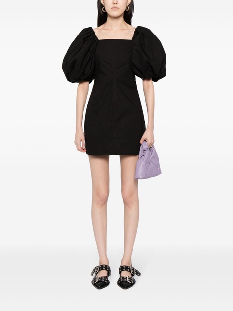 GANNI poplin-texture organic-cotton minidress - Black - zdjęcie produktu nr 2