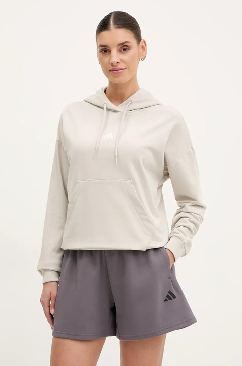 adidas bluza Essentials damska kolor beżowy z kapturem gładka JC5934 - zdjęcie produktu nr 1