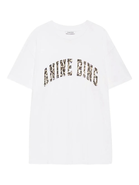 ANINE BING Walker leopard-print logo T-shirt - Neutrals - zdjęcie produktu nr 1
