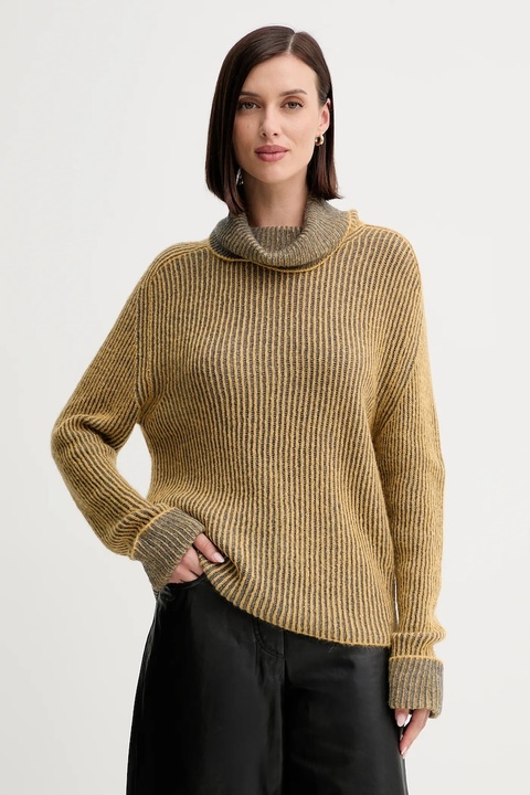 Twinset sweter z wełną damski kolor żółty lekki z golfem 252TF3010 - zdjęcie produktu nr 1