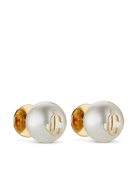 Jimmy Choo debossed-logo pearl earrings - White - zdjęcie produktu nr 2