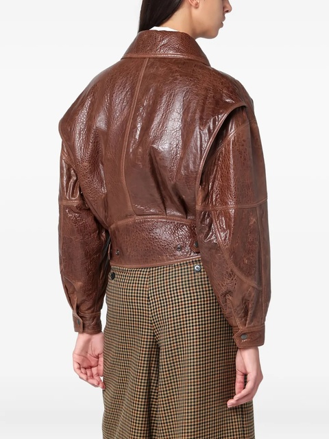 Saint Laurent puffed-sleeve leather jacket - Brown - zdjęcie produktu nr 2