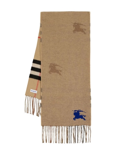 Burberry knight-logo fringe scarf - Neutrals - zdjęcie produktu nr 1