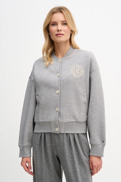 Tommy Hilfiger bluza damska kolor szary z aplikacją WW0WW47847 - zdjęcie produktu nr 1