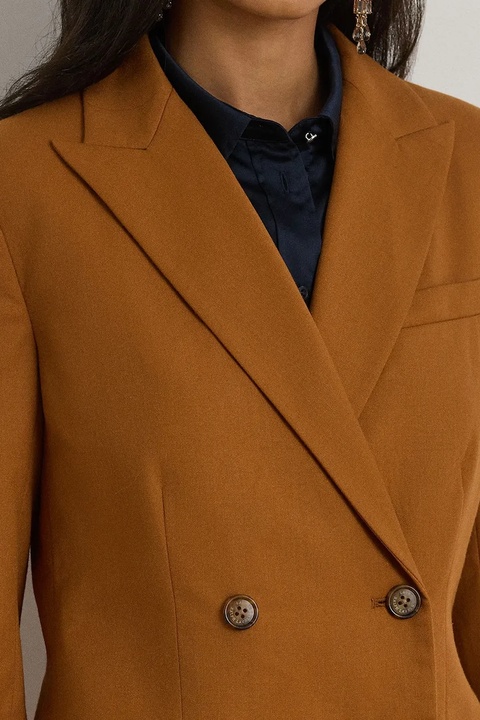 Lauren Ralph Lauren marynarka wełniana kolor brązowy dwurzędowa gładka 200P03863 - zdjęcie produktu nr 2