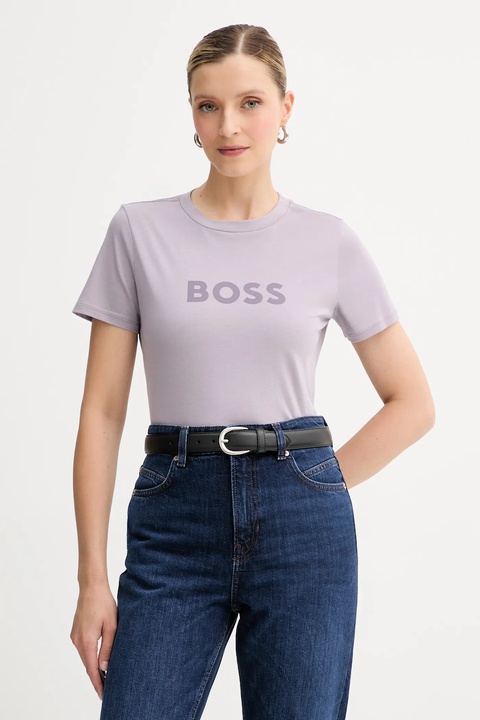 BOSS Orange t-shirt bawełniany BOSS ORANGE damski kolor fioletowy 50501139 - zdjęcie produktu nr 1