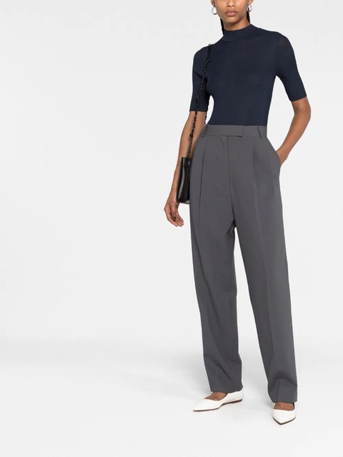 Tory Burch short-sleeve ribbed-knit top - Blue - zdjęcie produktu nr 1