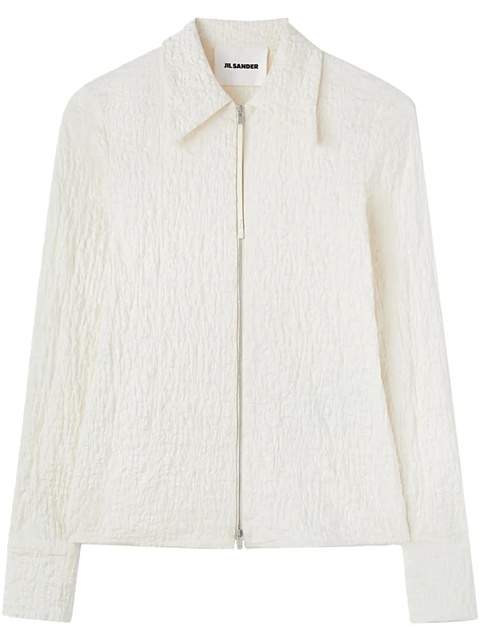 Jil Sander zip-front cloqué top - White - zdjęcie produktu nr 1