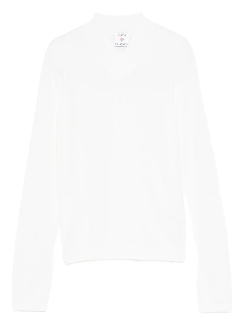 Casablanca v-neck long-sleeve t-shirt - White - zdjęcie produktu nr 1