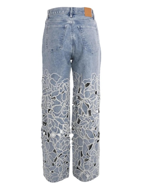 Simkhai Betty straight-leg floral-laser-cut jeans - Blue - zdjęcie produktu nr 2