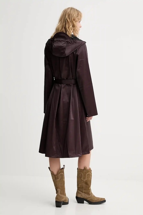 Rains kurtka 12040 A-Line Longer W Jacket kolor fioletowy przejściowa 12040 - zdjęcie produktu nr 2