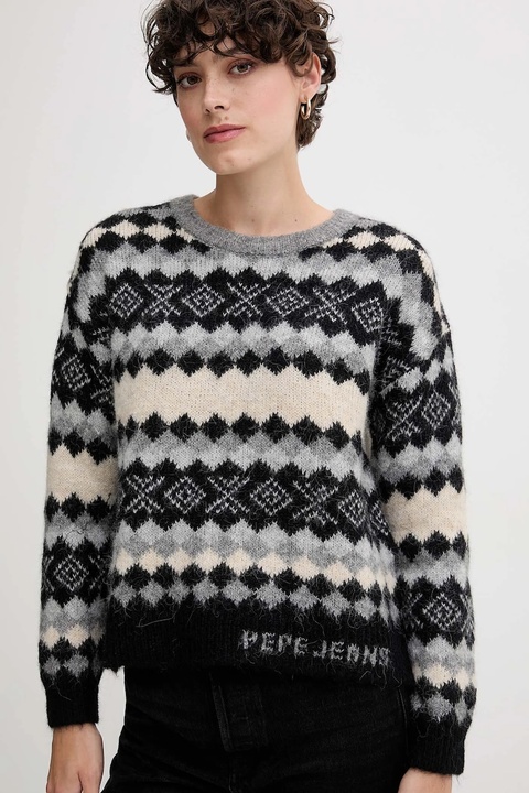 Pepe Jeans sweter z dodatkiem wełny damski kolor multicolor ciepły PL7000039 - zdjęcie produktu nr 1