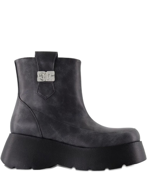 GANNI leather ankle boots - Black - zdjęcie produktu nr 1