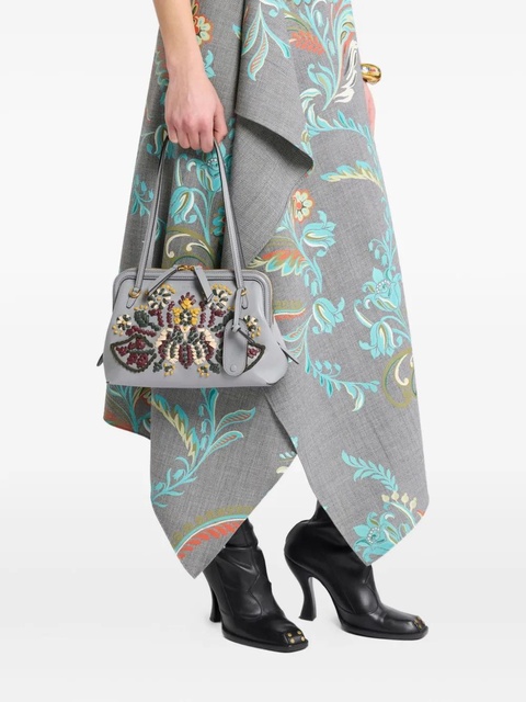 ETRO embroidered leather shoulder bag - Grey - zdjęcie produktu nr 2